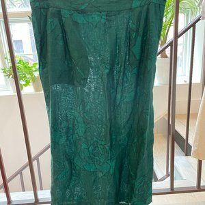 80s Vintage GENNY Italian Linen Green Pencil Skirt Size 8